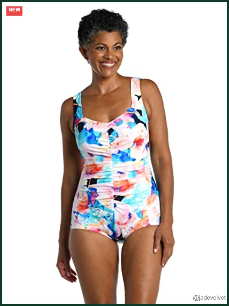 Shirred Front Girl Leg One Piece Swimsuit Sweetheart Neckline